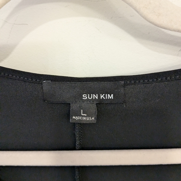 Sun Kim Women's Black Stretch Knit Shift Dress Womens Large Lagenlook Minimalist - Picture 4 of 5